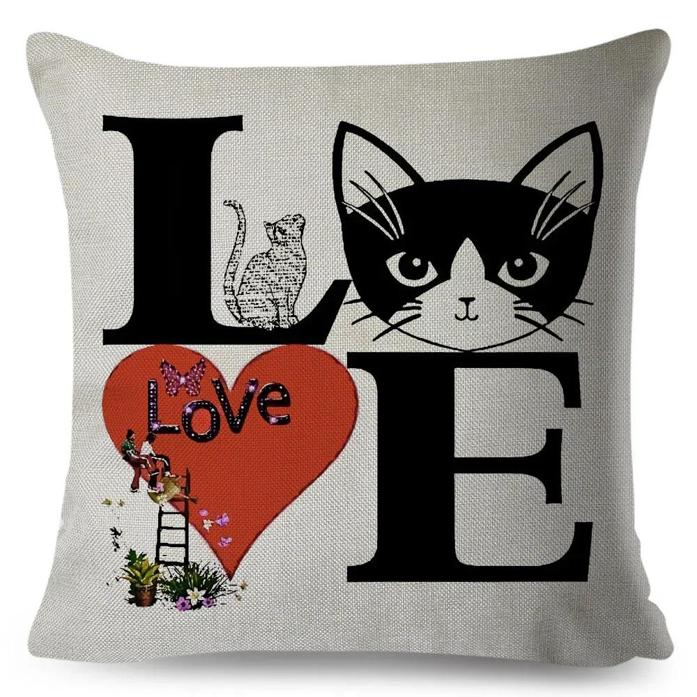 Nordic Style Love Heart Letter Pillowcase Decor Flower Printed Pillow Case for Home Car Sofa Polyester Cushion Cover X
