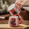 Retro Style Cup Orange Mug Ceramic Coffee Cup Household Water Cup Breakfast Milk Cup Creative Flower Tea Cup