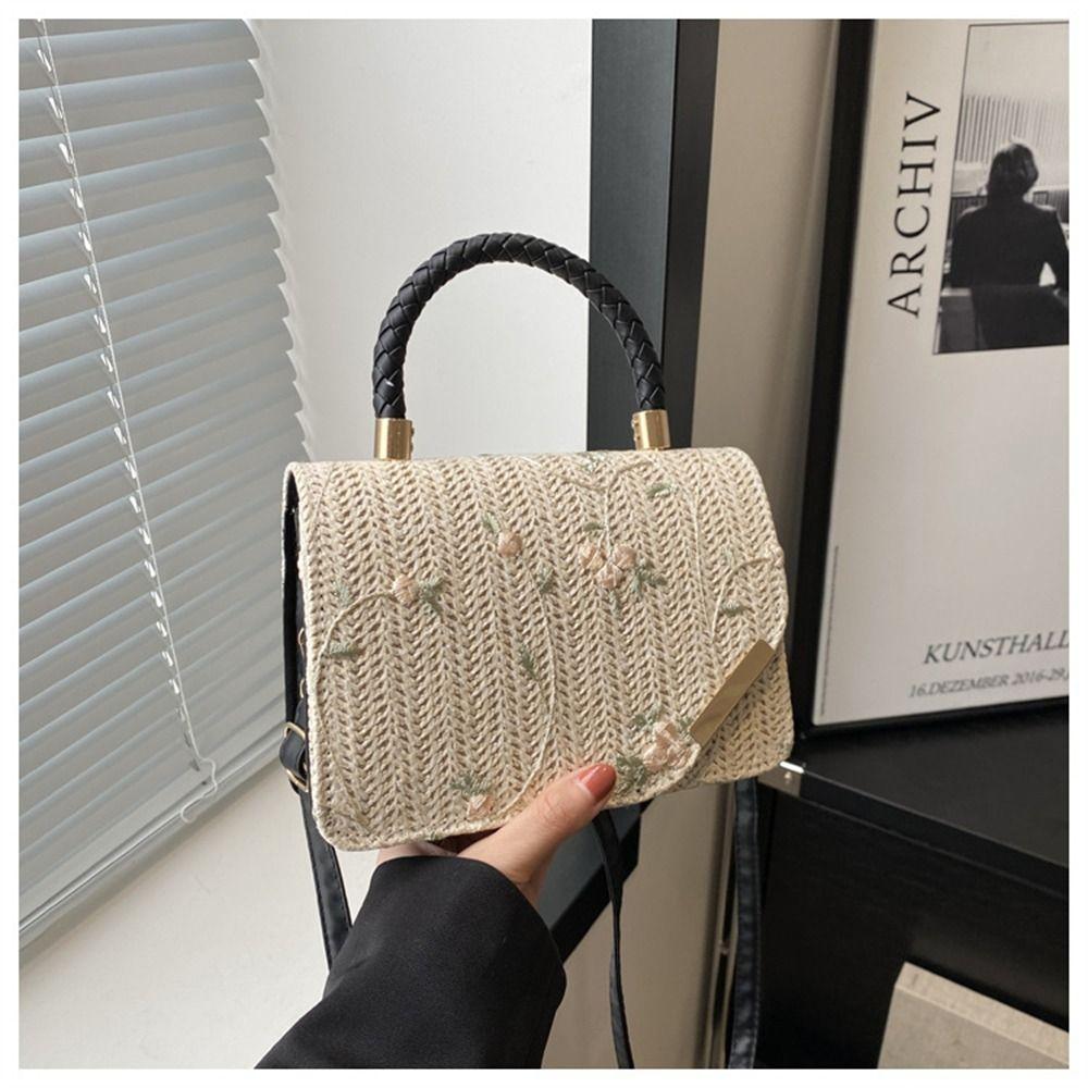 Mode Rattan Strohtasche Große Kapazität Handgefertigte Flecht-Handtaschen Böhmische Schulter-Umhängetasche für Damen Mädchen