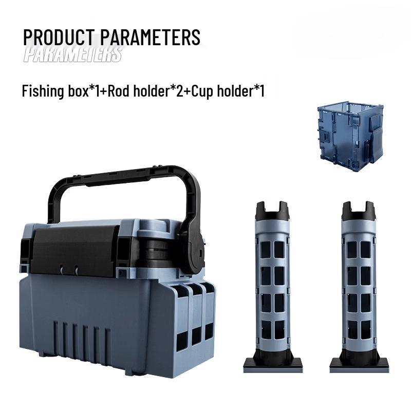 

Portable Lure Fishing Tackle Box with Rod Holders