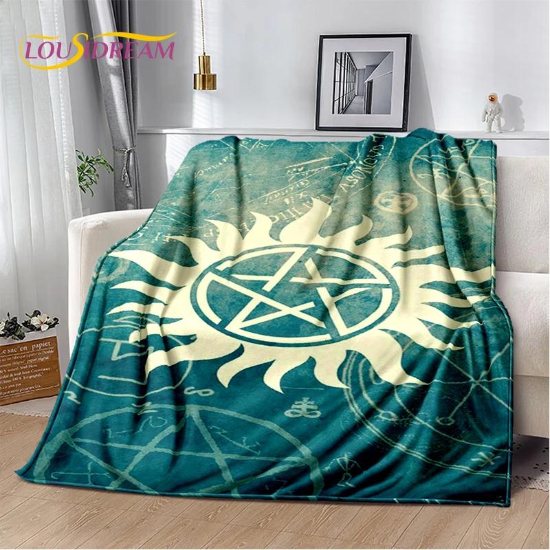 3D SPN Supernatural Zeichen Dean Sam Decke, Weiche Überwurfdecke für Zuhause Schlafzimmer Bett Sofa Picknick Reise Büro Abdeckung Kindergeschenk