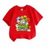 Kinder Jungen Mädchen 100% Baumwolle Kurzarm Rundhals T-Shirt Niedliches Cartoon Pflanzen Zombies Spiel Charakter Muster Lässiges Weiches Atmungsaktives T-Shirt für Kinder