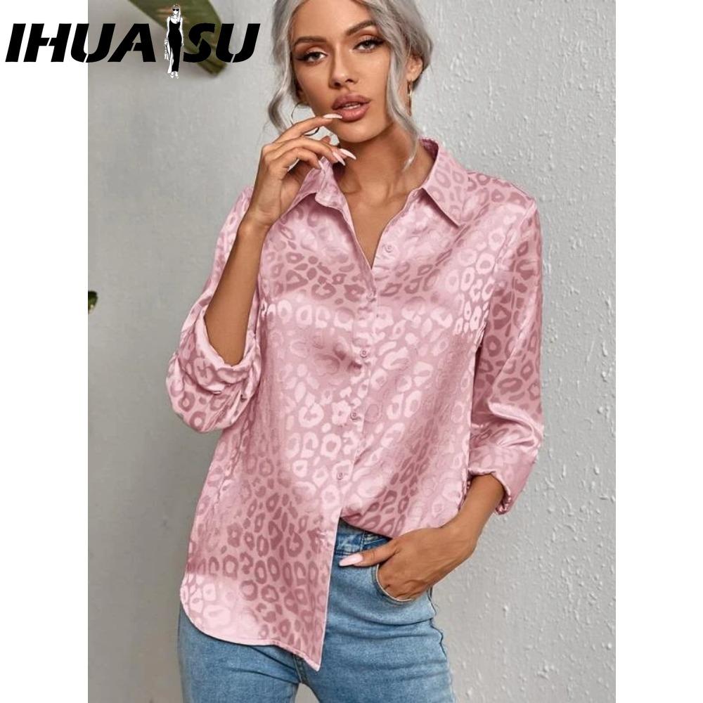 IHUASU Dámská móda Ležérní Halenky a košile s dlouhým rukávem s POLO límečkem