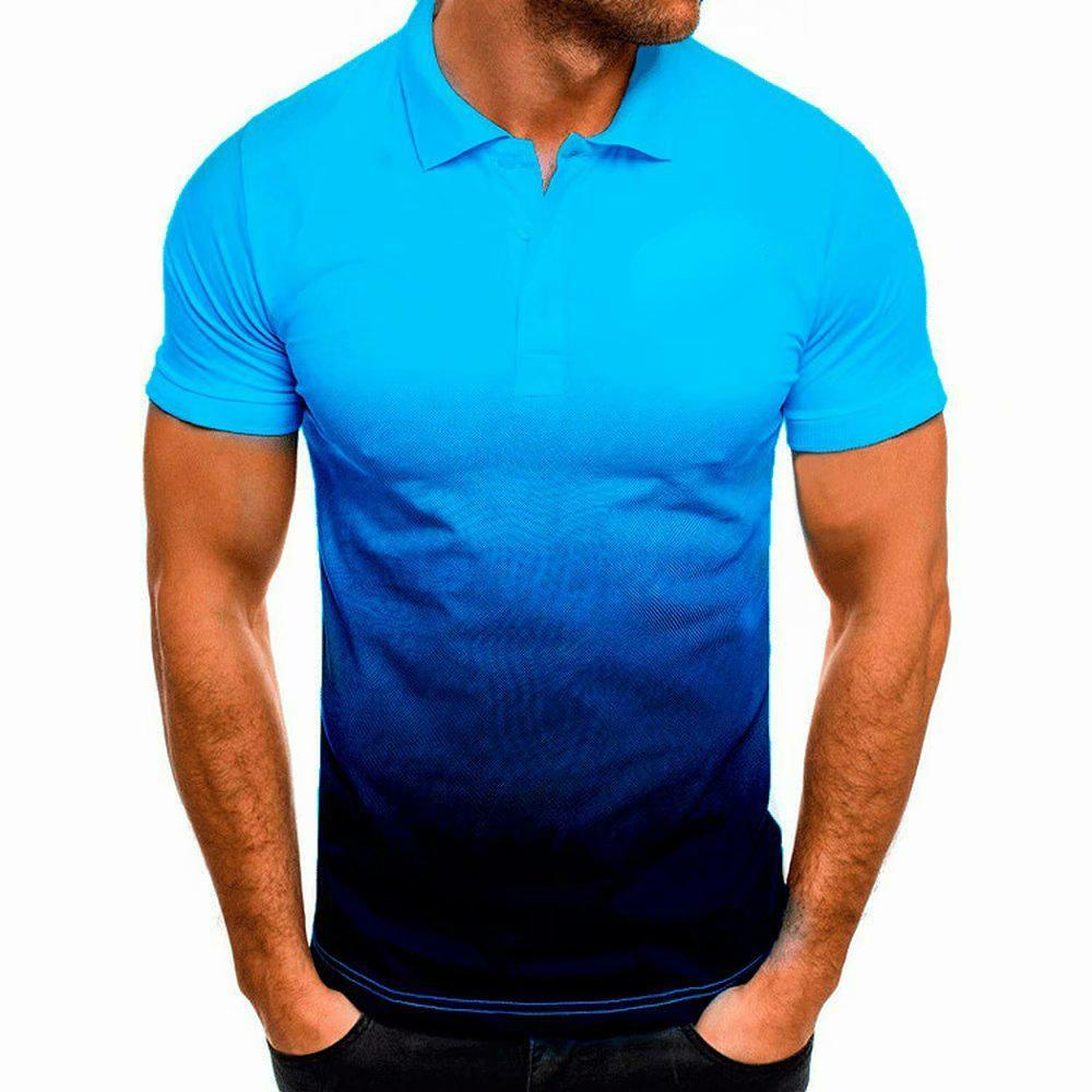 Polo Shirts Men Short Sleeve Blouse Male Casual Summer Wear Top Letters Print Stand Collar Shirt