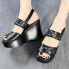 Fashion GKTINOO New Women Luxury Platform Wedge Sandals Cow Genuine Leather Summer Shoes Hollow Pumps Casual Breathable Leisure