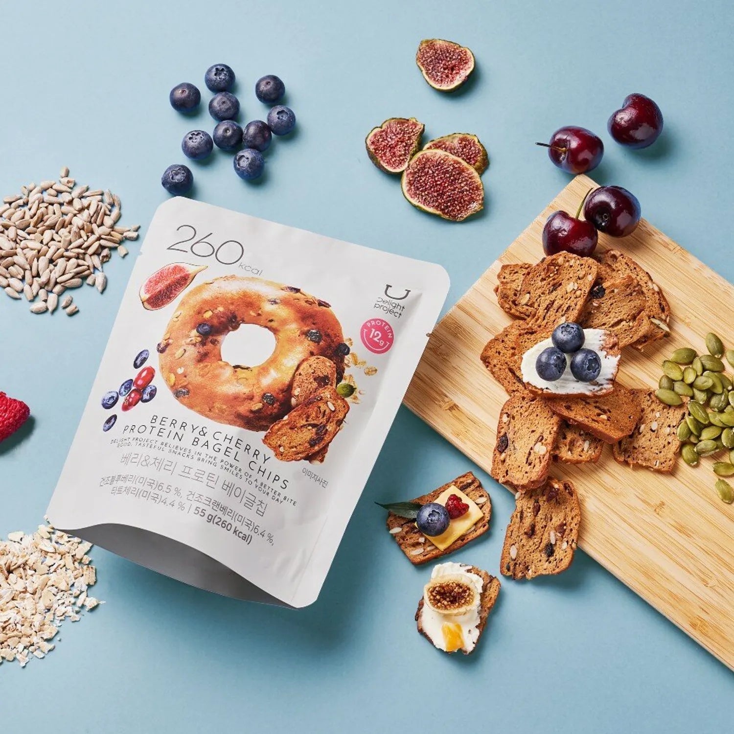 Delight project Berry & Cherry Protein Bagel Chips 55g/4bag Bagel Chips 55g/4bag
