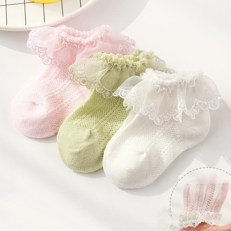 Nowe krótkie skarpetki do kostek dla dziewczynki lato cienka czesana bawełna dziecko księżniczka taniec koronkowe skarpetki dziewczyna dla 3-12 maluchów skarpetki dziecięce