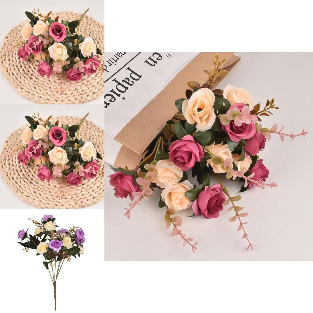Home Decor Rose Flower Bouquet With Silk Material For Wedding And Event Decoration