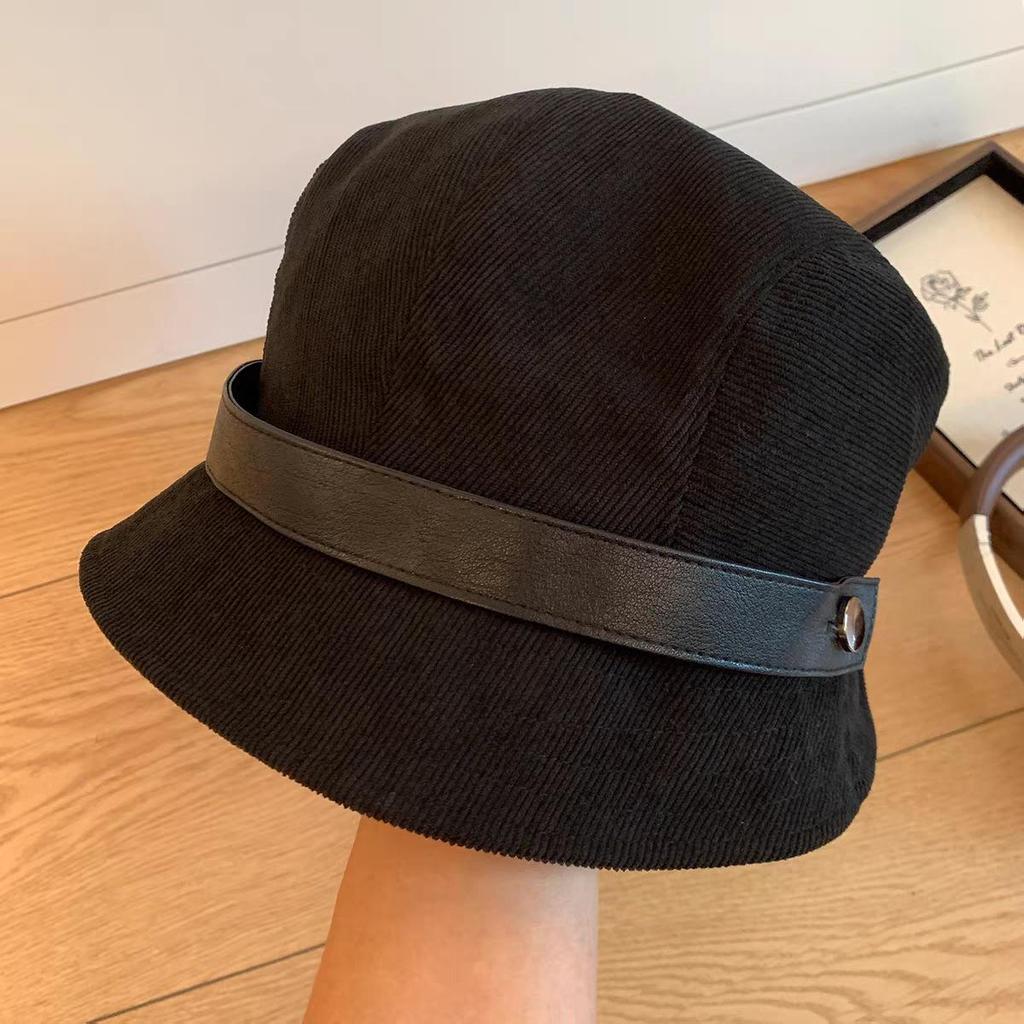 Korea 2025 A/W Coffee Color Japanese Style Women's Fisherman Fedora Hat for Large Heads, Slimming Effect, Rich Girl Style
