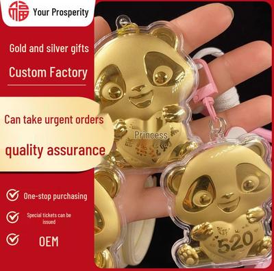 Fine Gold Panda Pendant Keychain & Phone Lanyard - Cute Bag Charm Gift