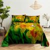 Green Plants Queen Sheet Set Girl, Lady's Room Leaf Bedding Set Bed Sheets And Pillowcases Bedding Flat Sheet Bed Sheet Set