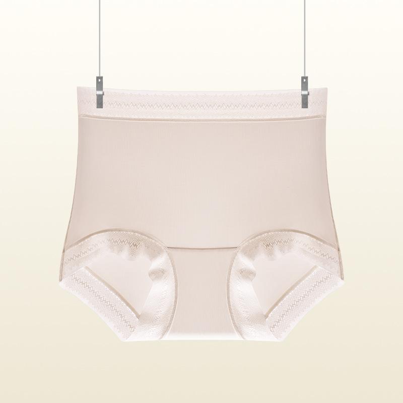 Women's Spring and Summer Thin 10A Antibacterial Crotch Free Crotch High Waist Full Hip Briefs