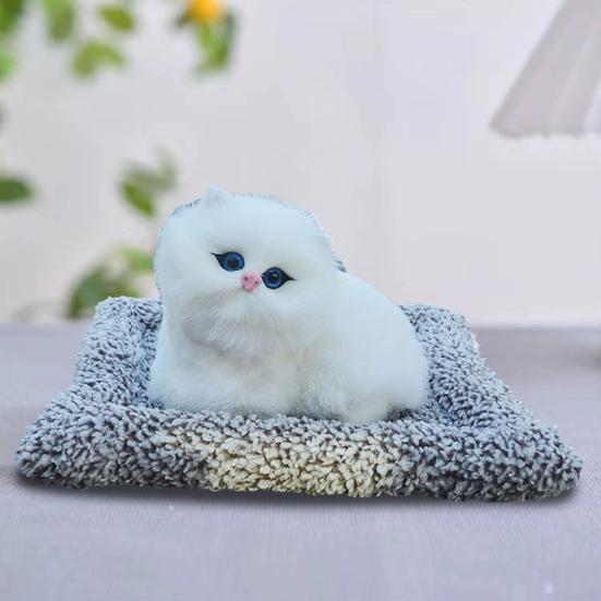 Simulovaná kočičí hračka s podložkou z bambusového uhlí pro odstranění zápachu, mňoukající plyšové kotě, vycpané zvířátko, panenka, domácí kancelář, stolní dekorace, ozdoba