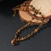 Natural Tiger Eye Beaded Heart Pendant Necklace Gold Spacer Bead Boho Vintage Jewelry for Women Daily Wear