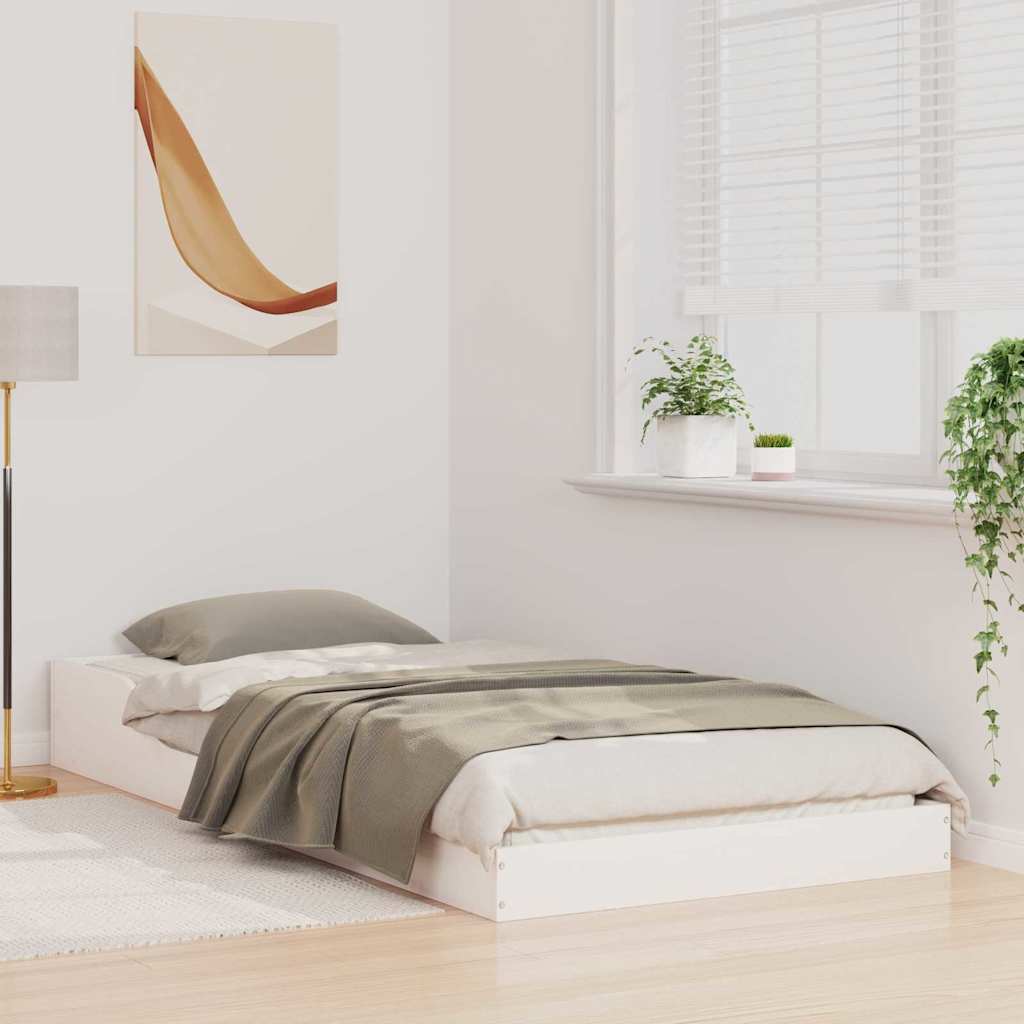 Bed Frame White 100 x 220 cm Solid Pine Wood