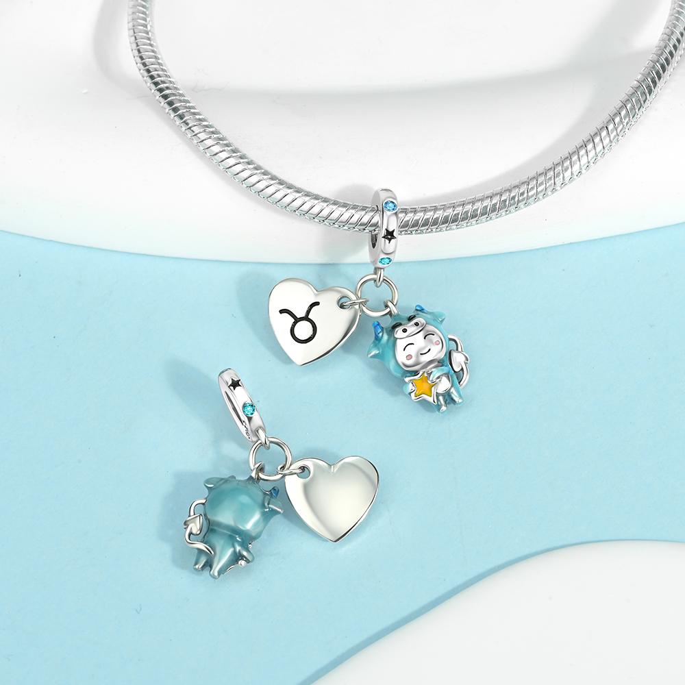 Charms Plata Cute Zodiac Charms Birthday Gifts Copper Plated For Charms Copper Plated Original Bracelet For Jewelry Making