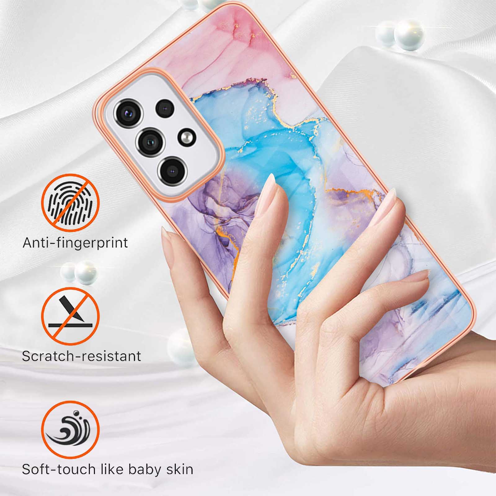 

LB1 Series Marble IMD Phone Case for Samsung Galaxy A33 5G,Electroplating Anti-Scratch Flexible TPU Protective Cover A
