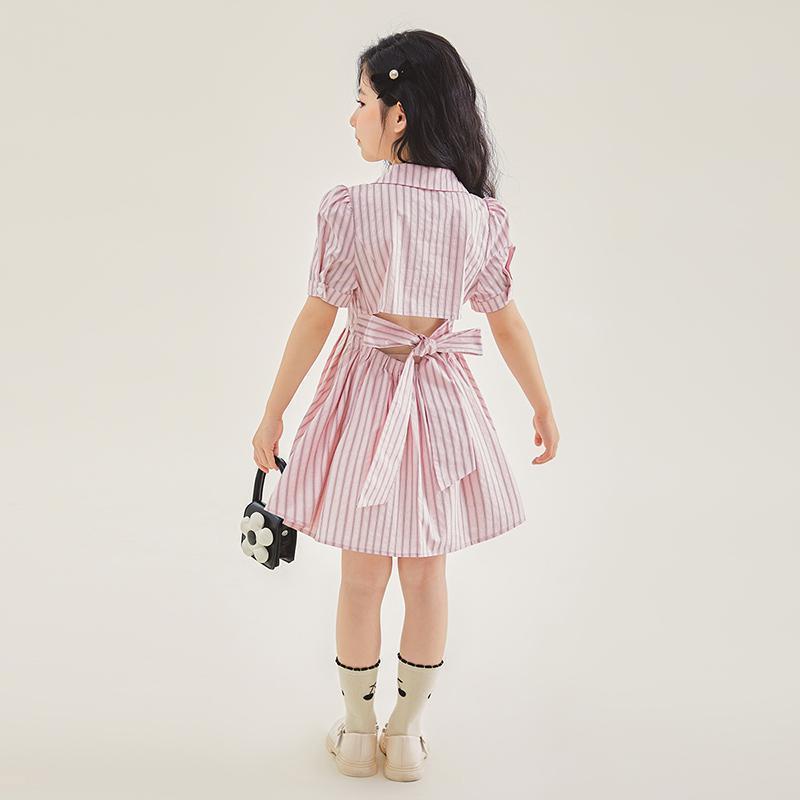 Girls Summer Pink Princess Short Sleeve Dress Sweet And Trendy Fashion
