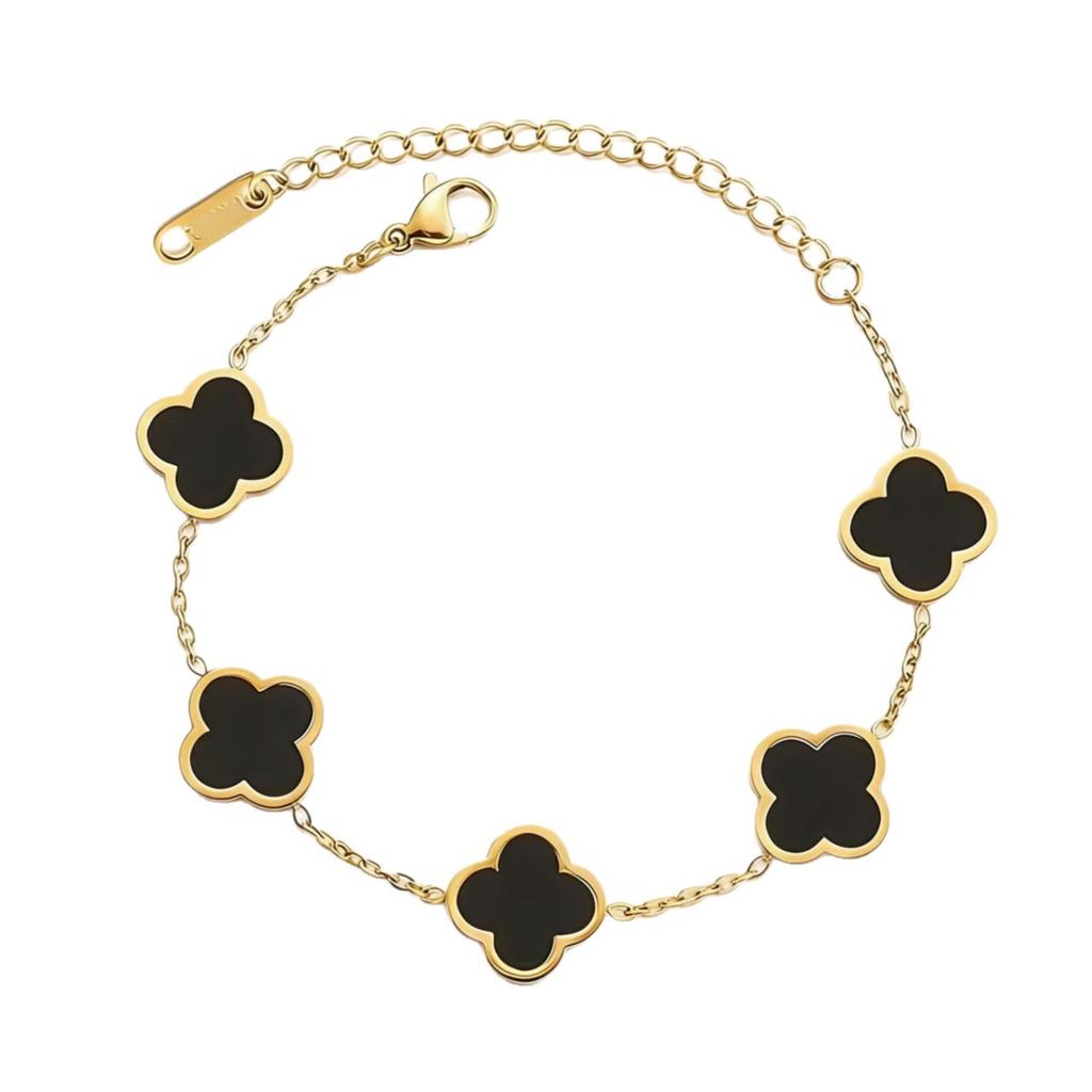 Four-leaf Clover Bracelet Necklace and Earring Set - Titanium Steel Understated Luxury and Minimalist Four-leaf Clover Jewelry