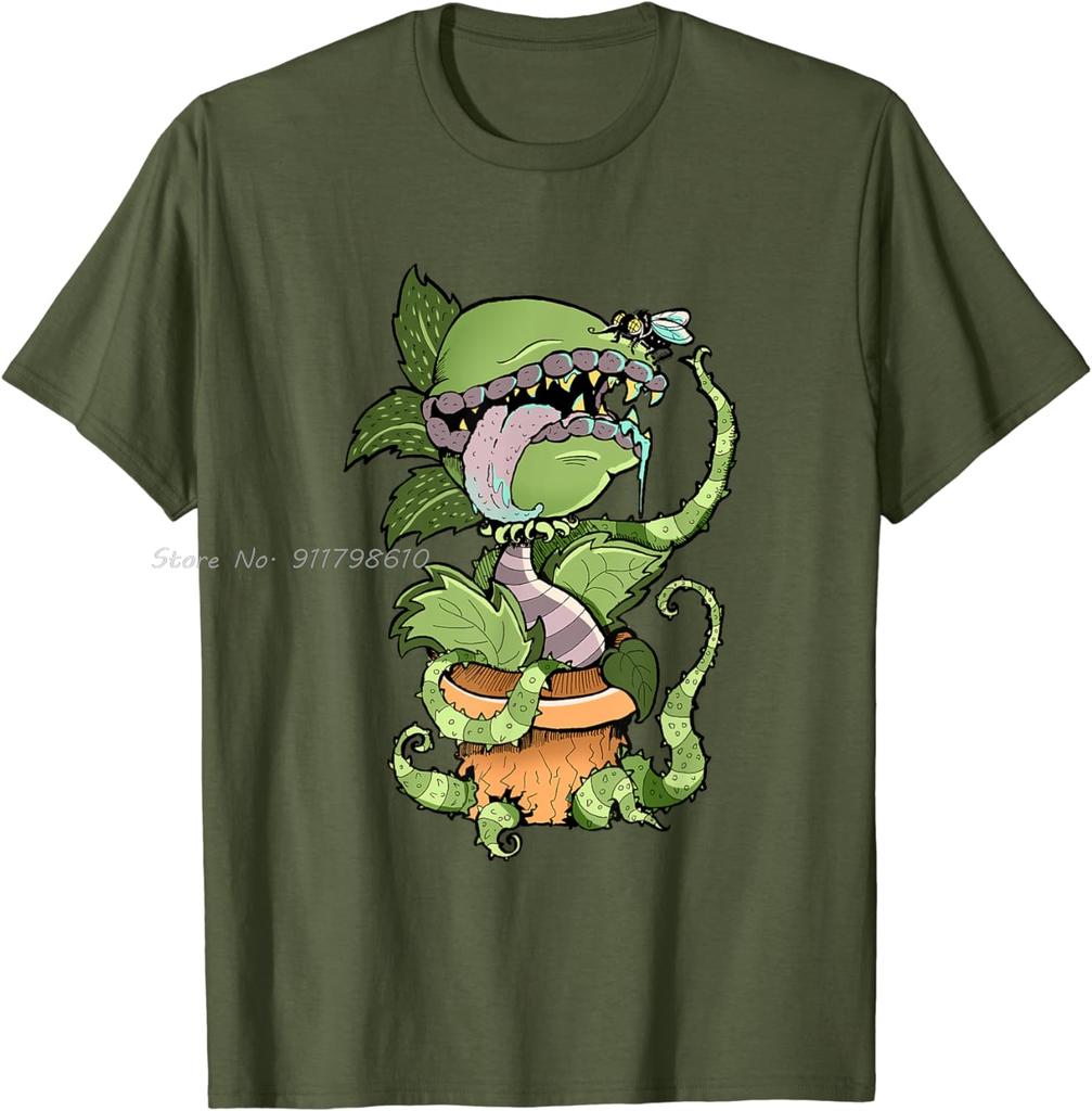 Oversized T-shirt New Vintage Venus Flytrap Hungry Carnivorous Plant Cotton Tshirt Flower Lover Unisex Tops Tees Men's Clothing