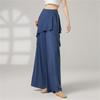 Women Wide Leg Loose Dance Pants Breathable Drapey Folk Dance Classical Training Costumes High Waist Long Trousers