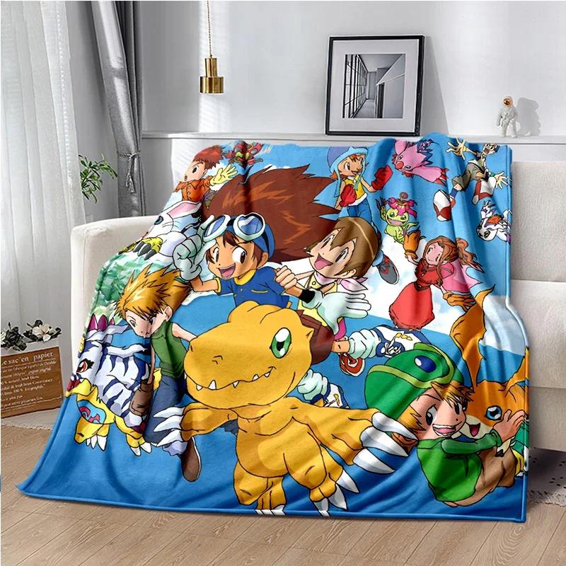 Japane Cartoon D-Digimon Throws Blanket Sofa Hiking Picnic Super Soft Quilt Bed Thermal Cute Anime Flannel Blanket Birthday Gift
