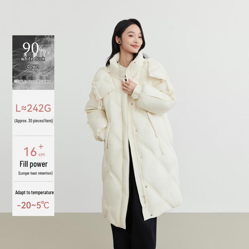 Elva's Island Women's Hooded Mid-Length Down Jacket