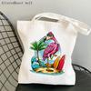 Frauen Shopper Tasche Flamingo Art Level Of Flamingos in Gold Tasche Harajuku Shopping Canvas Shopper Tasche Mädchen Tote Schulter Lady Bag