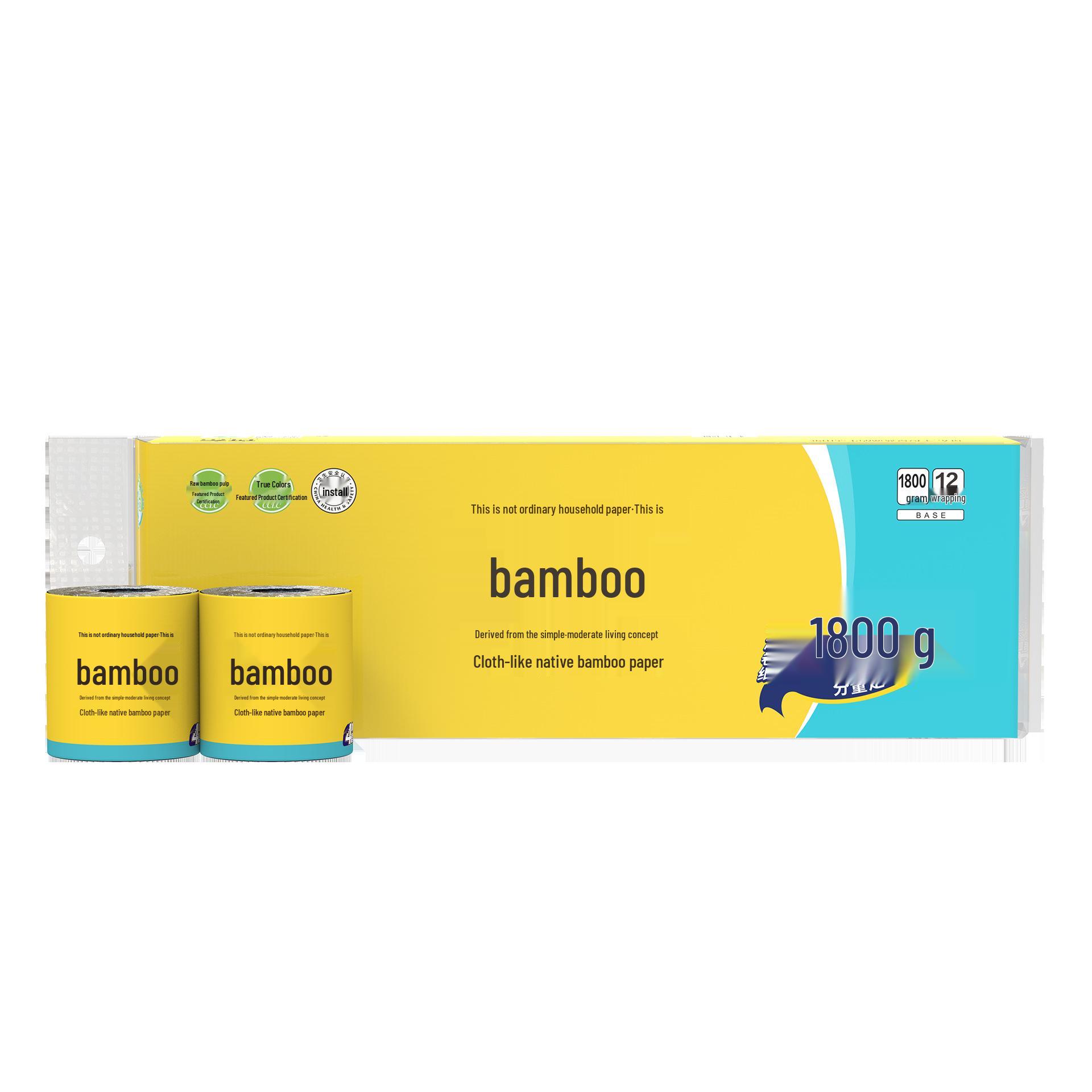 

Рельєфний 3-шаровий туалетний папір з бамбука, 150 г, 12 рулонів, первинна бамбукова пульпа