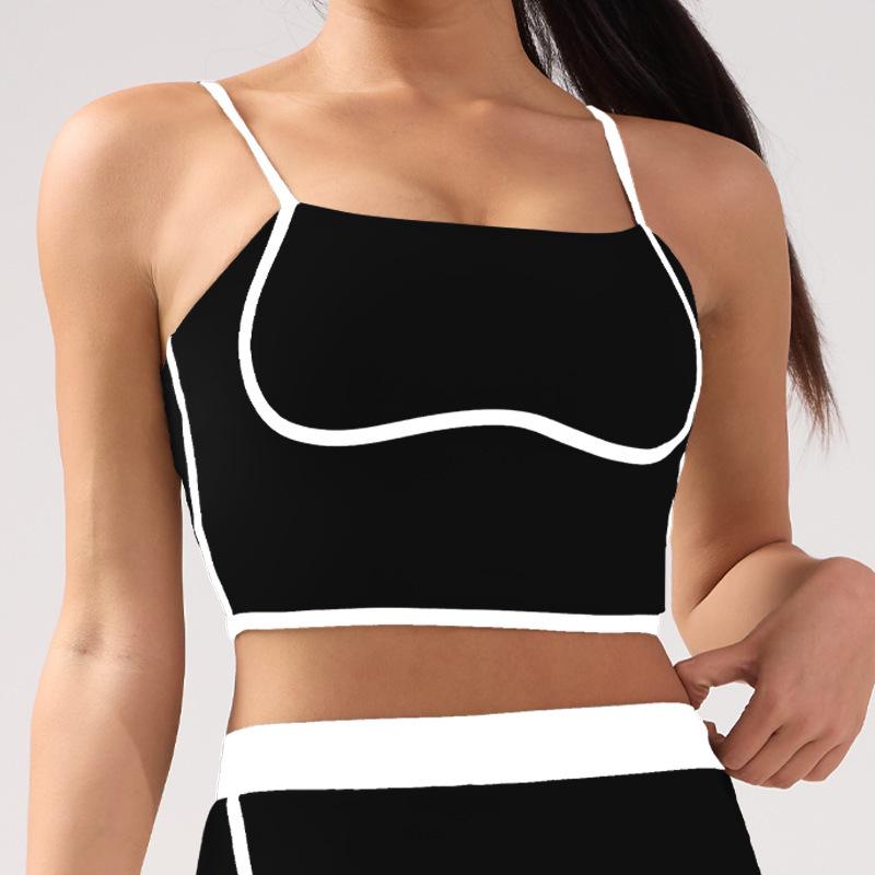 Трансграничный цветовой блок для йоги: Двухкомпонентный жилет от холода и красивый спортивный топ для спины XL