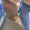 Elegant Blue Oval Zirconia Necklace - Women's Chic Clavicle Chain In INS Style