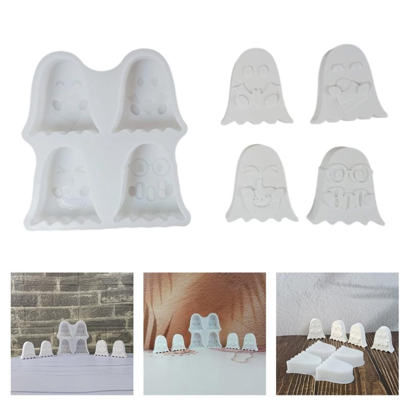 4 Cavities Ghostly Candle Molds for Candle Soap Home Decoration Multipurpose Ghostly Silicone Mould For Epoxy Resin