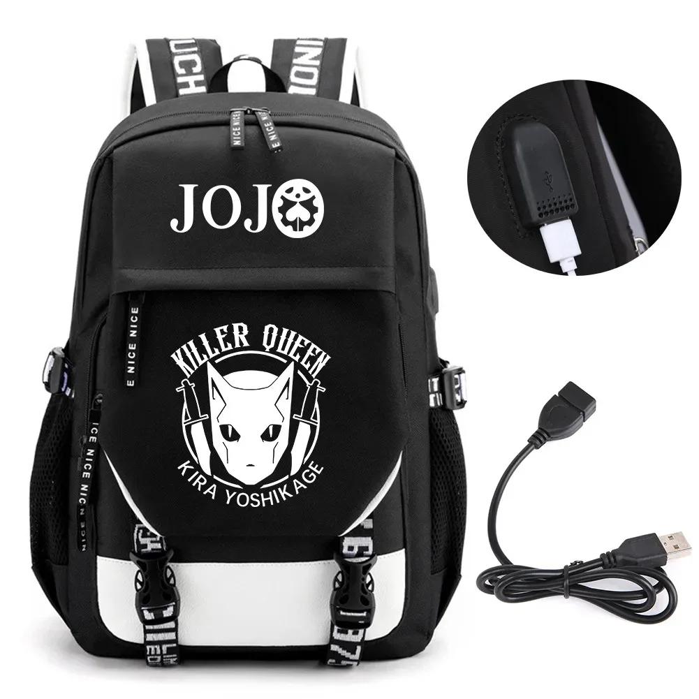 Anime JOJO Jonathan Joestar Golden Experience Backpack School Bookbag with USB Port Laptop Compartment for Boys Girls Travel Bag