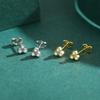 Modian 100% 925 Silver Simple Round Sparkling Clear CZ Tiny Small Stud Earrings For Women Wedding Jewelry Gift Brincos