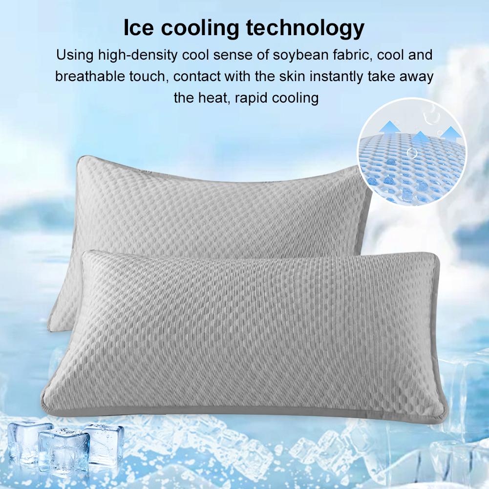2PCS Cooling Pillowcase Washable Ice Bean Bean Pillowcase Breathable Soft Cool Pillowcase for Hot Sleepers