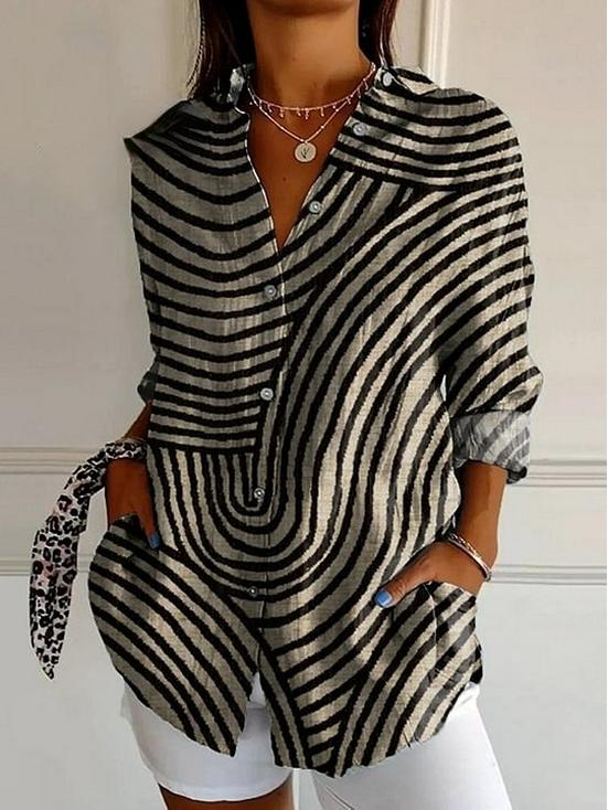 3D Abstract Pattern Women's Long Shirt with Drop Shoulder Sleeves