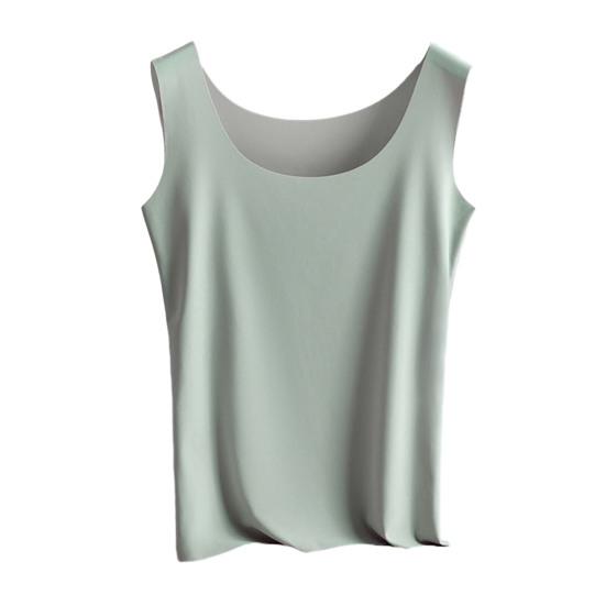 

Женская майка из ледяного шелка с круглым вырезом, без рукавов, майка-камисоль, базовая летняя 2XL зелёный