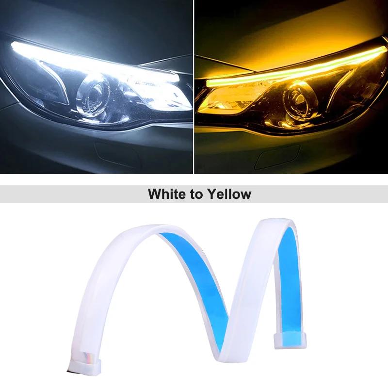 LED DRL Car Daytime Running Light Flexible Waterproof Strip Auto Headlights White Turn Signal Brake Flow Lights 12V