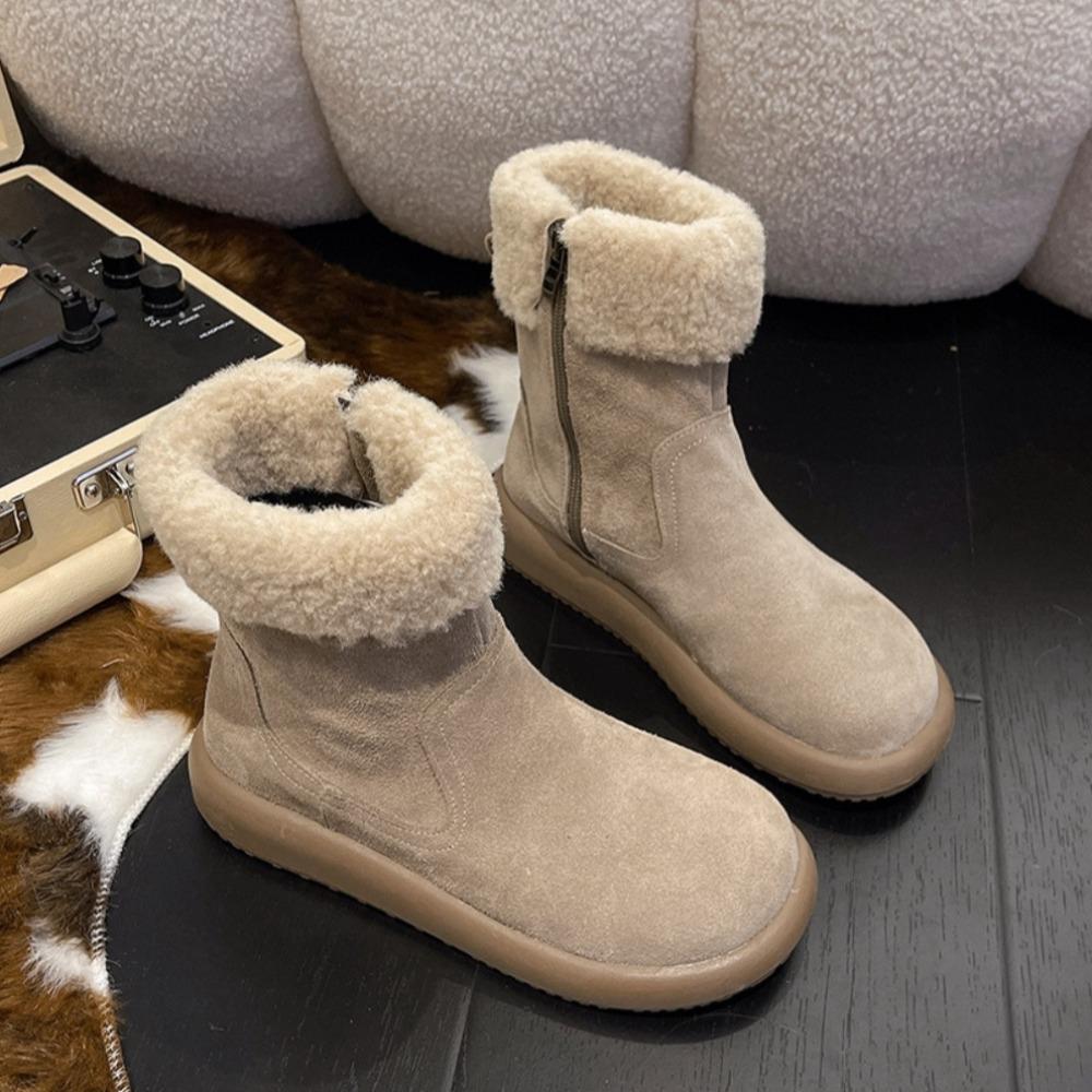 Snow Boots for Women's 2026  Winter New Plush Thickened Short Boots Retro Warm Fluffy Cotton Shoes Women's Flats Boot Women