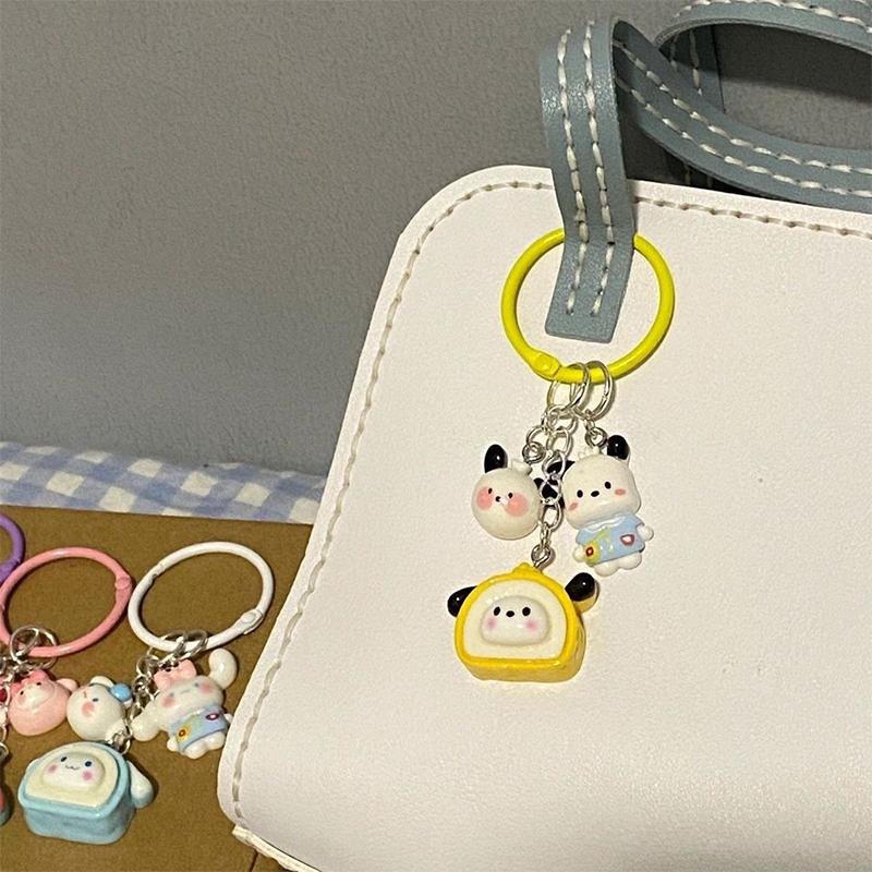 Sanrio Anime Hello Kitty Keychain Cartoon Kawaii Cinnamon Dog Kuromi Melody Backpack Pendant Accessories Keyring Kids Cute Gift