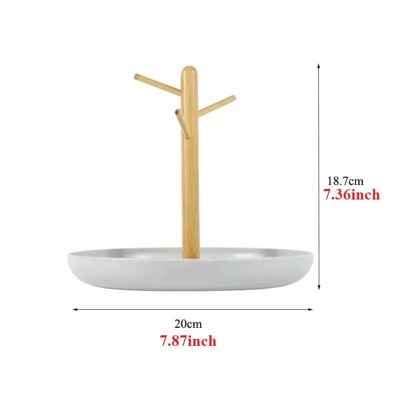 

Elegant White Bamboo Key Holder And Decorative Tray Lightweight Multi-functional With 3 Tiers Wood Rack For Keys Watches Jewelry
