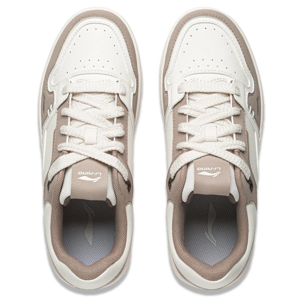 Li Ning Cheese Series Fashion Versatile White Sneakers Thick Sole Lightweight Non-Slip Wear-Resistant Breathable Low-Top Skate Shoes AGCU366-4