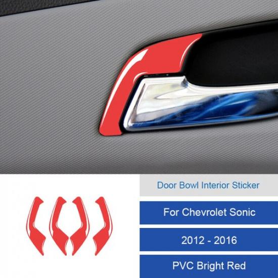 4x Carbon Fiber Door Handle Bowl Decoration Cover For Chevrolet Sonic 2012-2016