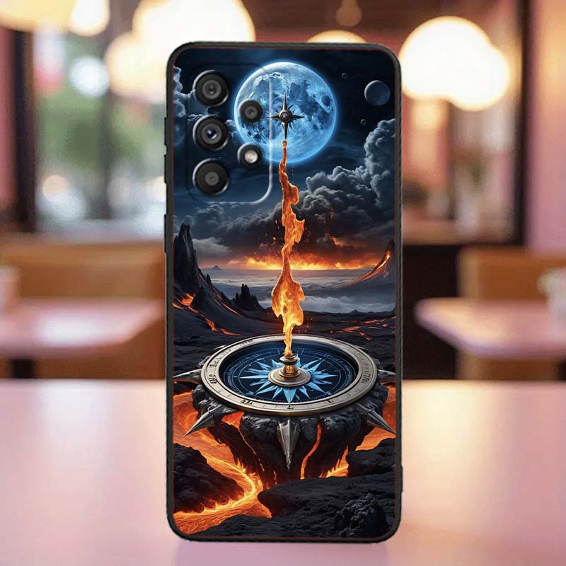 Vintage compass illustration Case For Samsung A41 A35 A34 A33 A32 A25 A24 A23 A21s A06 A05 A04 A03 Note 10 20 Ultra 5G Black