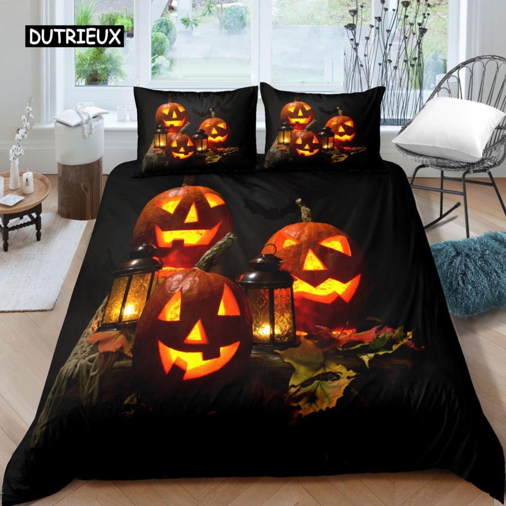 

Комплект постельного белья на тему Хэллоуина, тыквенного праздника, тематического комплекта постельного белья для мальчика-подростка из микрофибры, королевского размера, пододеяльника EU single(135x200cm)