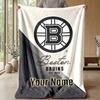 Boston Bruins Custom Flannel Throw Blanket Print Your Name Text Soft Warm Blanket Holiday Present