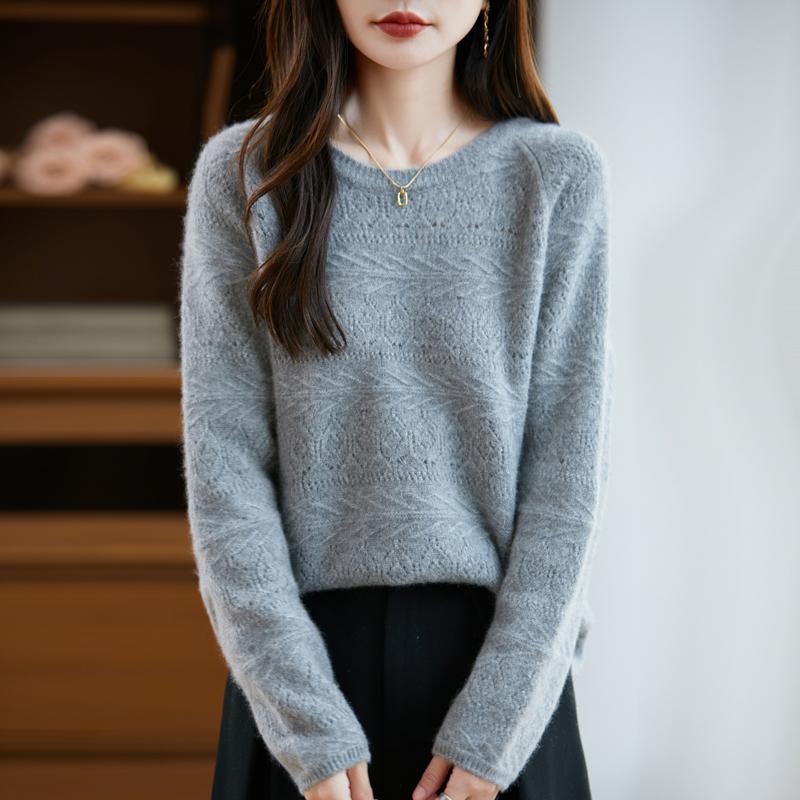 Women's cashmere sweater Qinghe cashmere 30% cashmere 70% wool autumn and winter pullover warm and fashionable