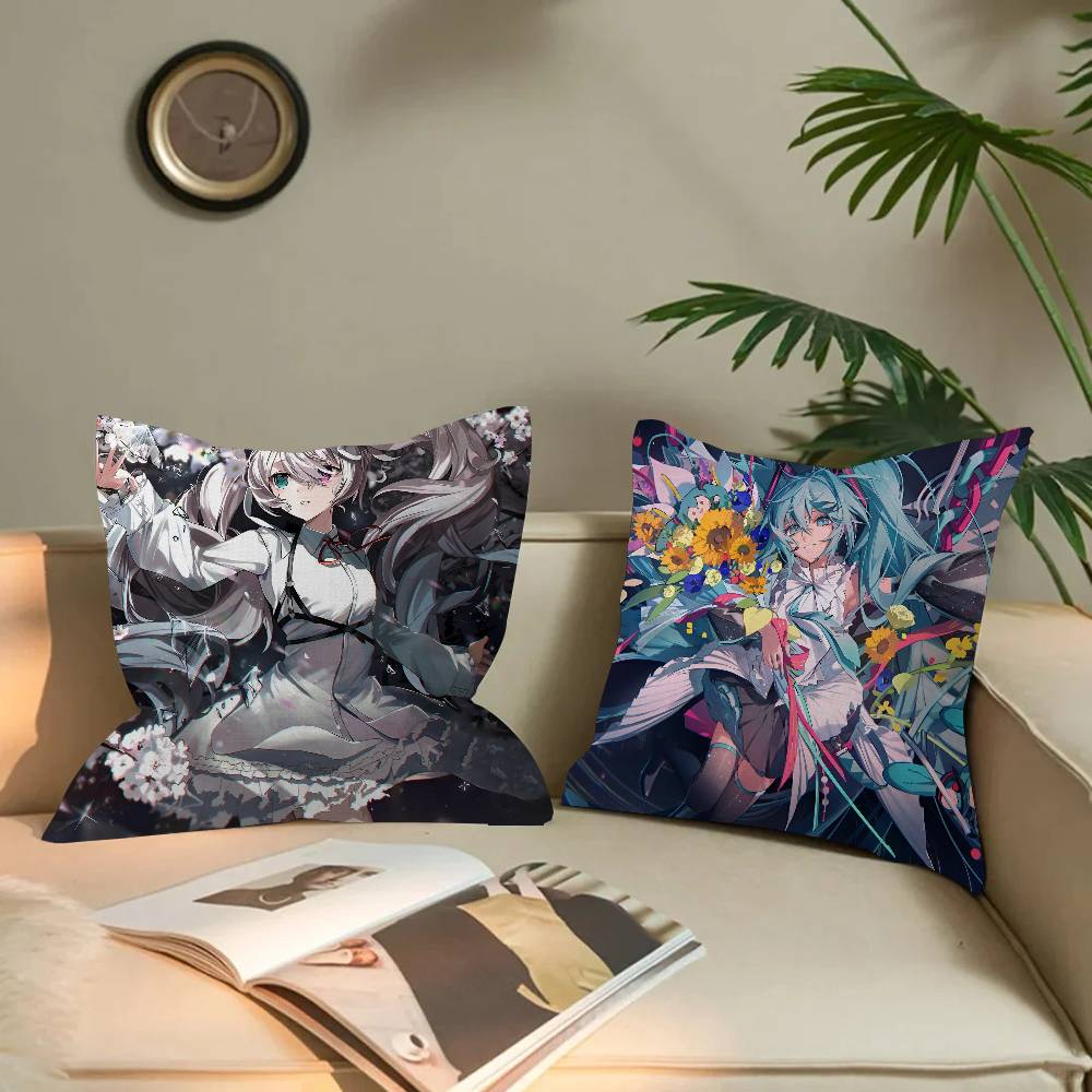 Cute Kawaii H-Hatsune Anime Miku Cushion Cover Pillow Cover Decor Pillowcase Printed Cushion Case For Couch