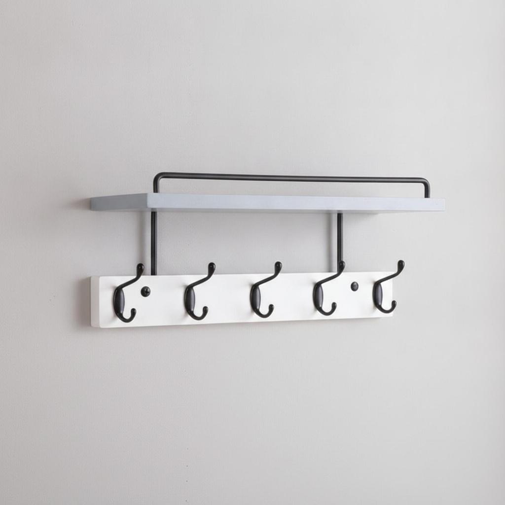 Entryway Shelf with Hooks Compact Wall-Mounted Coat Rack for Hallway