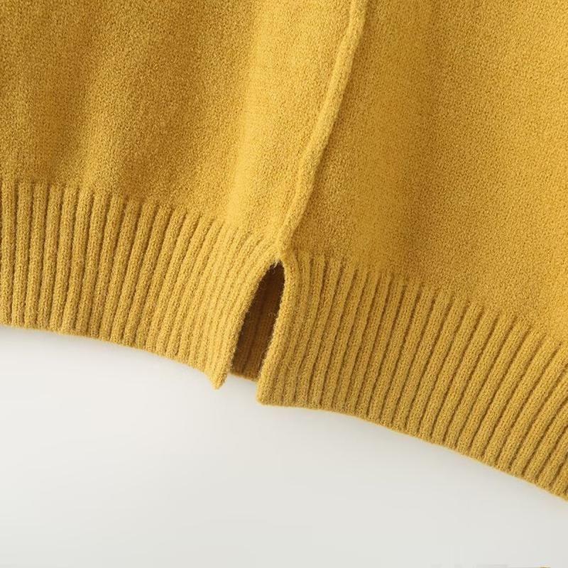 Zab Autumn New Women's Clothing Fashion Style French Design Stitching Decoration Long Sleeves Round Neck Loose Knitting Sweater